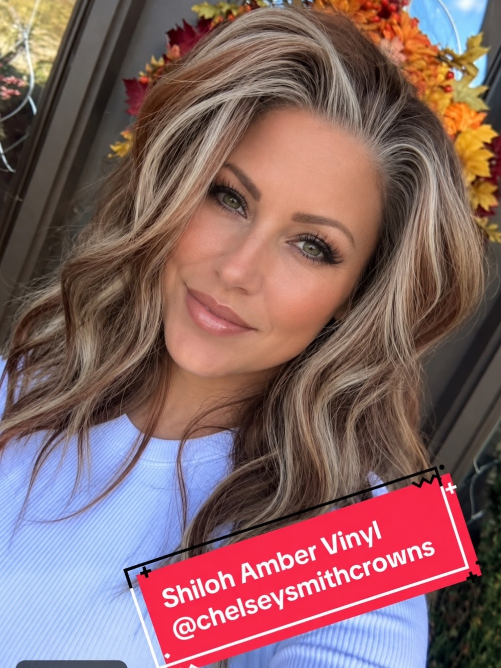 Chelsea smith Shiloh Lace Front Wig Display Head with Blonde-Brown Wavy Wig